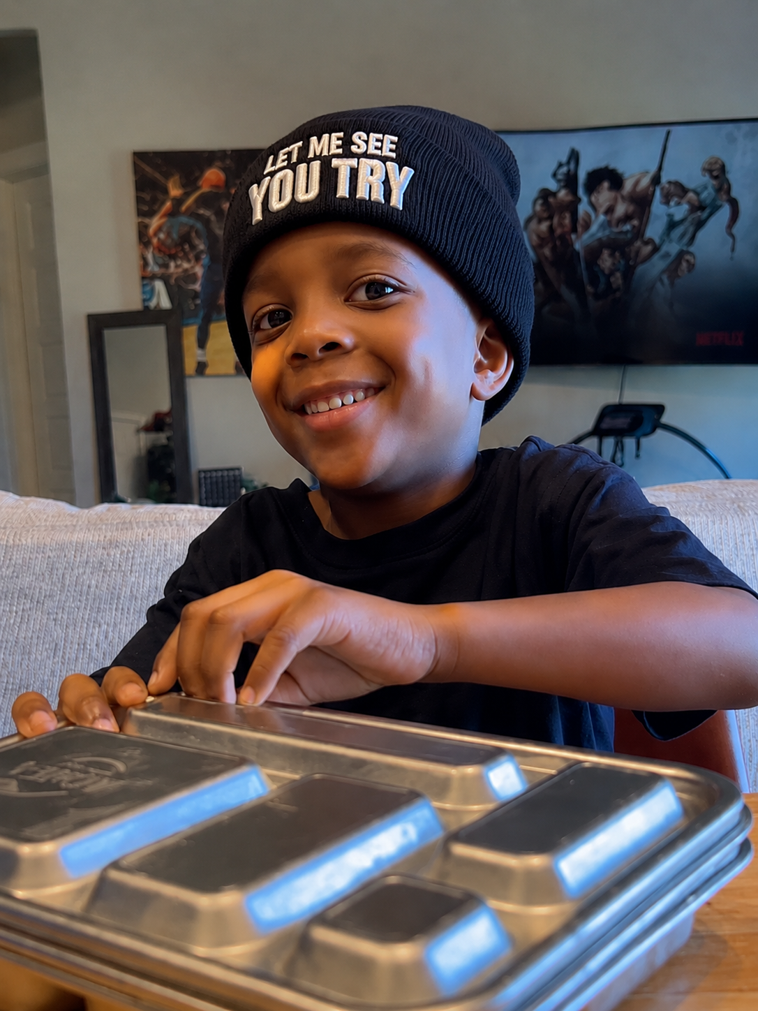 Maverick wearing the Let Me See You Try Origin Beanie